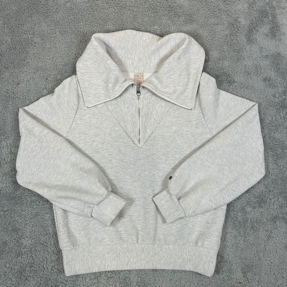 Calia by Carrie Underwood Womens Quarter Zip Ribbed Pullover Gray Size S